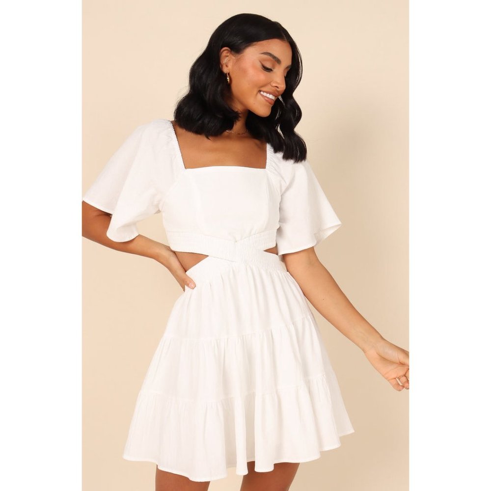 PETAL + PUP WOMEN'S JORDYN CUT OUT MINI DRESS IN WHITE SIZE S / NWT $79